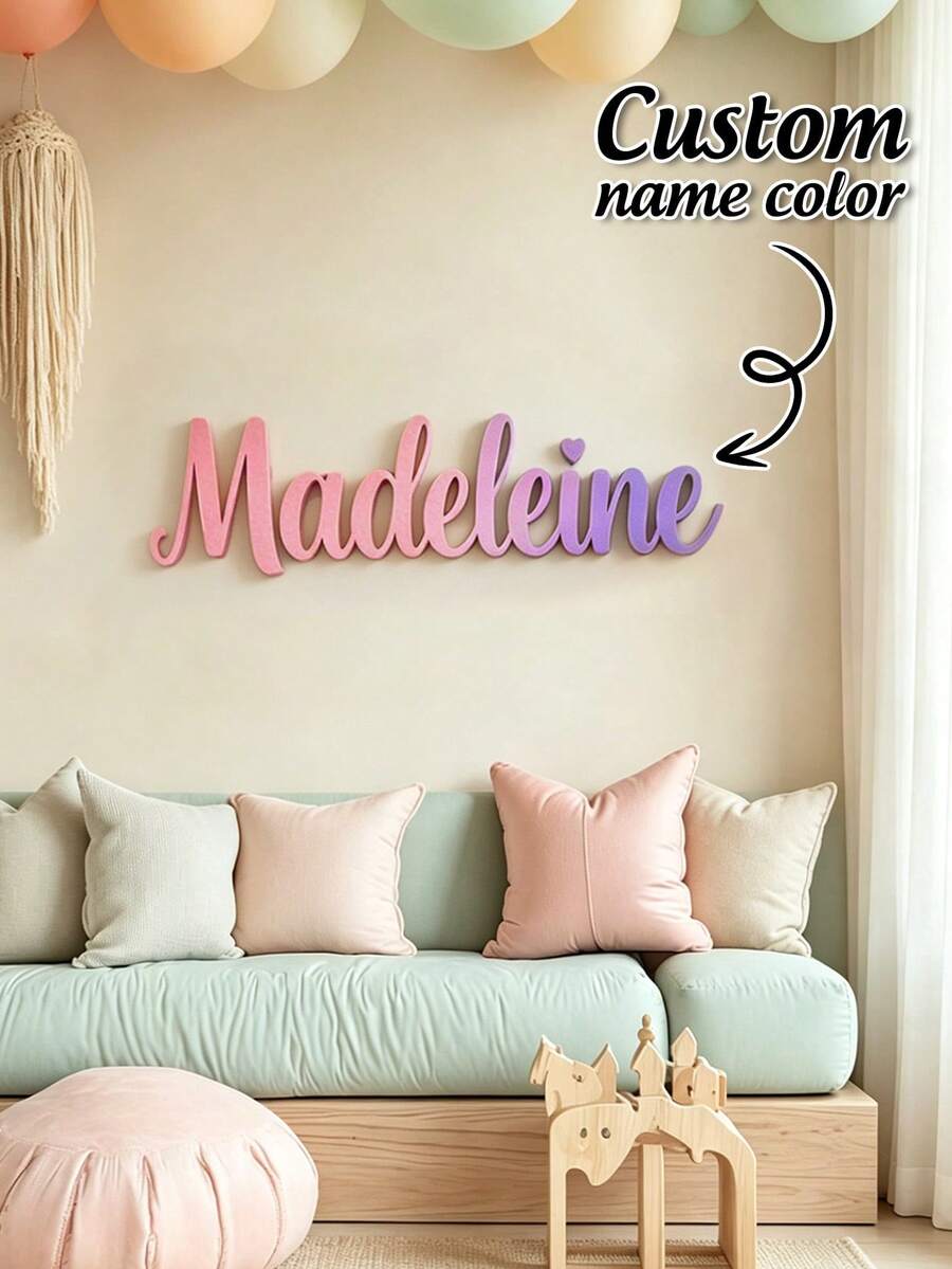 1pc Customized Wooden Name Plate, Suitable For Weddings, Bridal Shower, Personalized Home Decor, Background Decoration, Parties, Valentine's Day And Other Occasions, Engraved With Exquisite Patterns, High Quality Customization - Style 4 - View 1