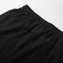 Men's Black 2 In 1 Sports Pants With Zipper Pockets, Reflective Stripes, Drawstring Waist, Fitness Running Training Pants - Black - View 9