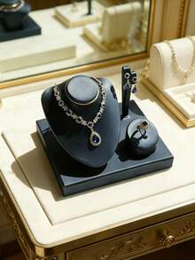 TONVIC 1PC Rak Display Perhiasan PU, Penyimpanan Terbagi untuk Perhiasan Kalung dan Anting, Untuk Penyimpanan Perhiasan, Kalung, Anting, Cincin, Organizer Perhiasan, Baki Penyimpanan, Rak Display Cincin dan Anting, Display Meja Perhiasan, Rak Display Toko - Tempat perhiasan yang disikat - View 6
