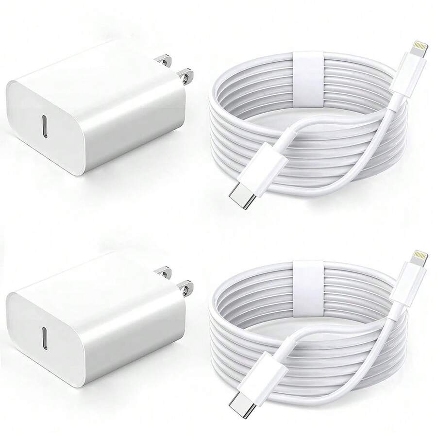 20W 充電器套組 快充適配器 + 6.6英尺/200公分高效數據傳輸充電線 適用於 iPhone 14/13/12/11/XS/XR/8/7/6 系列 高效牆插快充套組 - 查看 1