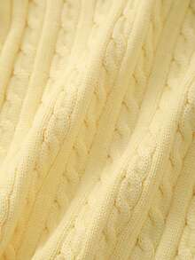 Chaleco de punto de cable de unicolor estilo preppy para niños - Amarillo - Ver 5