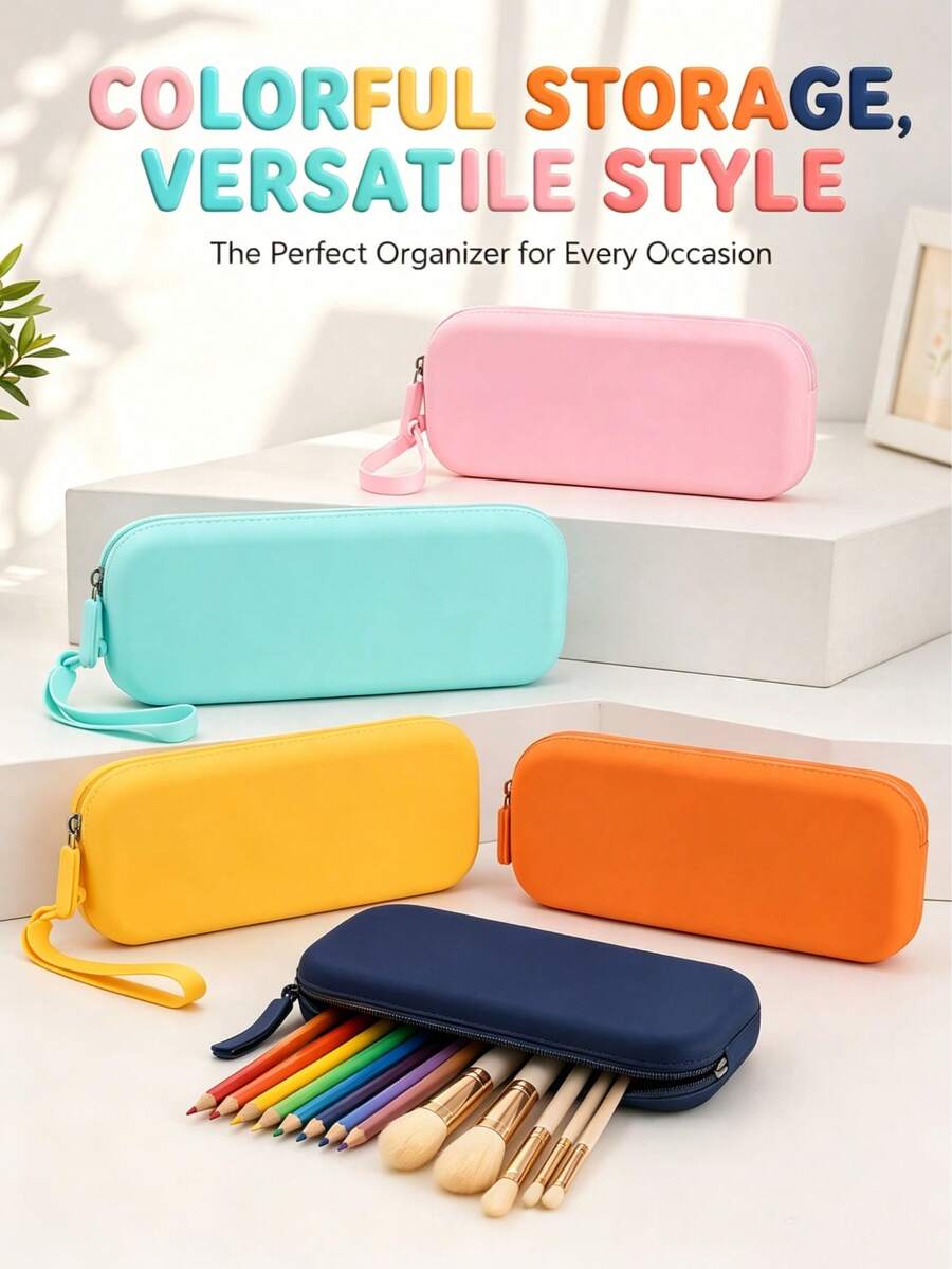 Multi-Color Durable Washable Silicone Zipper Coin Purse, Versatile Storage Pouch For Coins, Lipstick, Hair Ties, Rings, Earrings, USB, And Small Items - Multicolor - View 1