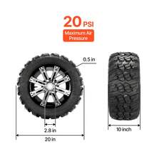 Golf Cart Wheels, 12" 20x10-12 Black Aluminum Alloy Golf Cart Tires And Wheels Combo (Set Of 4) Fit Club Car, EZGO, Yamaha, 4 Ply Rubber 4-Lug Lawn Mower Tires & Rims, 800 Lbs Load, All-Terrain - 12" 20x10-12 - 查看 10
