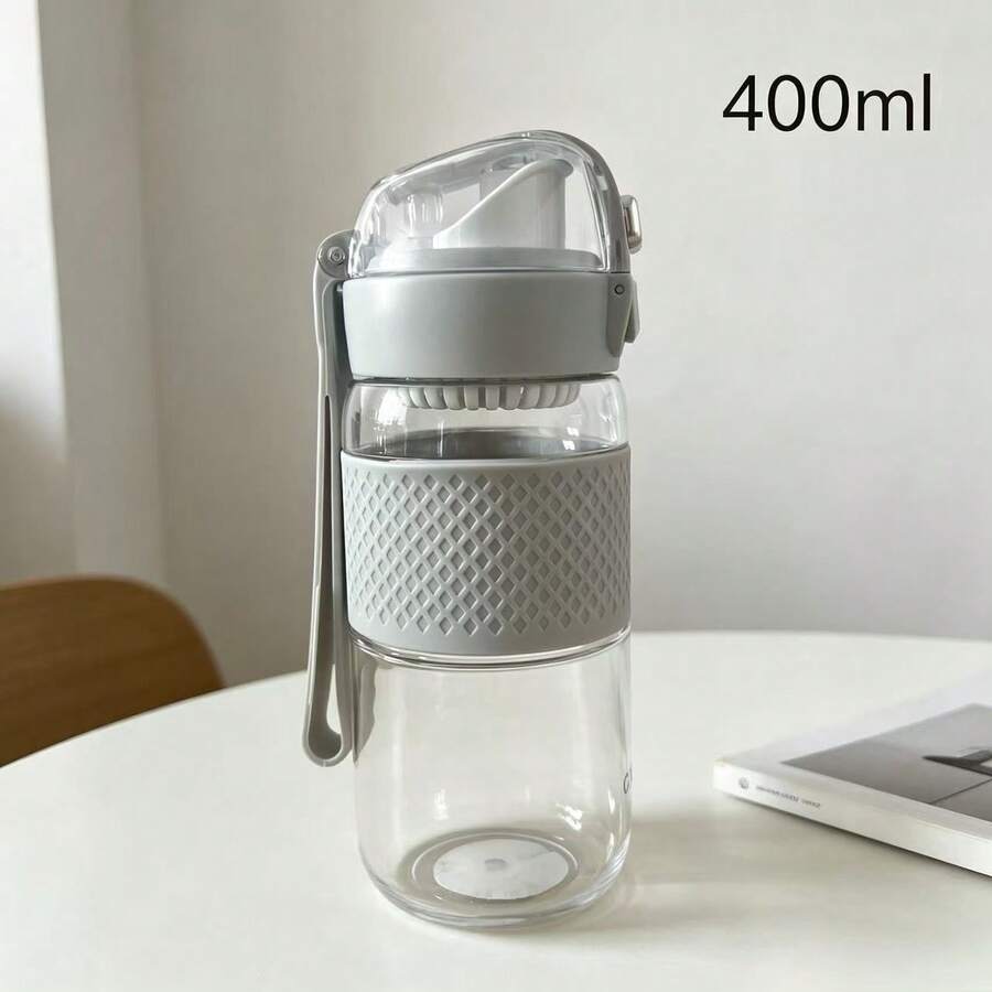 1pc Flip-Top Direct Drinking Water Bottle, Designed For Students, Leak-Proof And Easy To Clean, Built-In Portable Handle, Suitable For School And Outdoor Camping