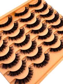 New 14 Pairs Russian Volume Classic Cat Eye Artificial Mink False Eyelashes, Natural DD Curl Fluffy Faux Eyelashes, Cross Wispy Dramatic Volume Faux Mink Lashes Extension For A Natural Look - Russian Strip Lashes - View 8