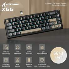 ATTACK SHARK X66 Wireless Mechanical Gaming Keyboard With Knob,Tri Mode USB-C/BT5.0/2.4G Gasket Mounted 60% RGB Gaming Keyboard, Side Printed PBT Keycap,Hot Swappable Strawberry Switch - Cheese White/ Star Black/ Moonlight/ BlackBerry - View 11