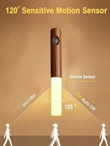 1pc Magnetic Motion Sensor LED Light, Type-C Rechargeable 3-Color Night Lamp, Wall Sconce For Bedroom, Closet, And Stairs - 8 LED Wall Lights - View 6