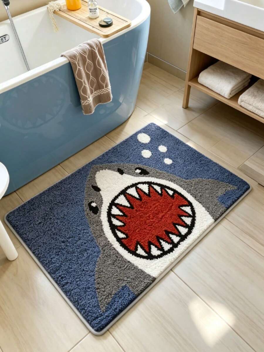 1pc Big Mouth Shark Bath Mat, Bathroom Rug, Doormat, Small Rug, Carpet, Floor Mat, Home Decor, Area Rug, Outdoor Mat, Bedroom Carpet, Washable Rug - Multicolor - View 1