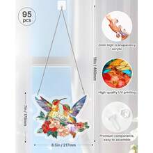 Acrylic Puzzles Suncatcher Window Hanging, 83 Pieces 7.4 Inch Sun Catcher Acrylic Puzzles Garden Decoration For Women Men Mom Birthday Gift Home Decor (Dawn Flower) - 春天的鳥兒 - 查看 7