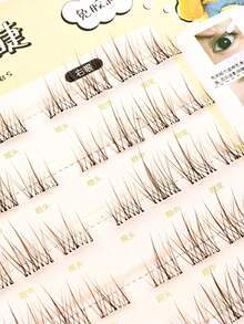 棕色 48簇免膠分段式假睫毛，B捲，長度 (9-11mm)，厚度 (0.05mm)，自然逼真假睫毛，韓式風格，初學者易佩戴，睫毛簇，單簇假睫毛，睫毛，假睫毛，卡通風格，COS - 查看 4