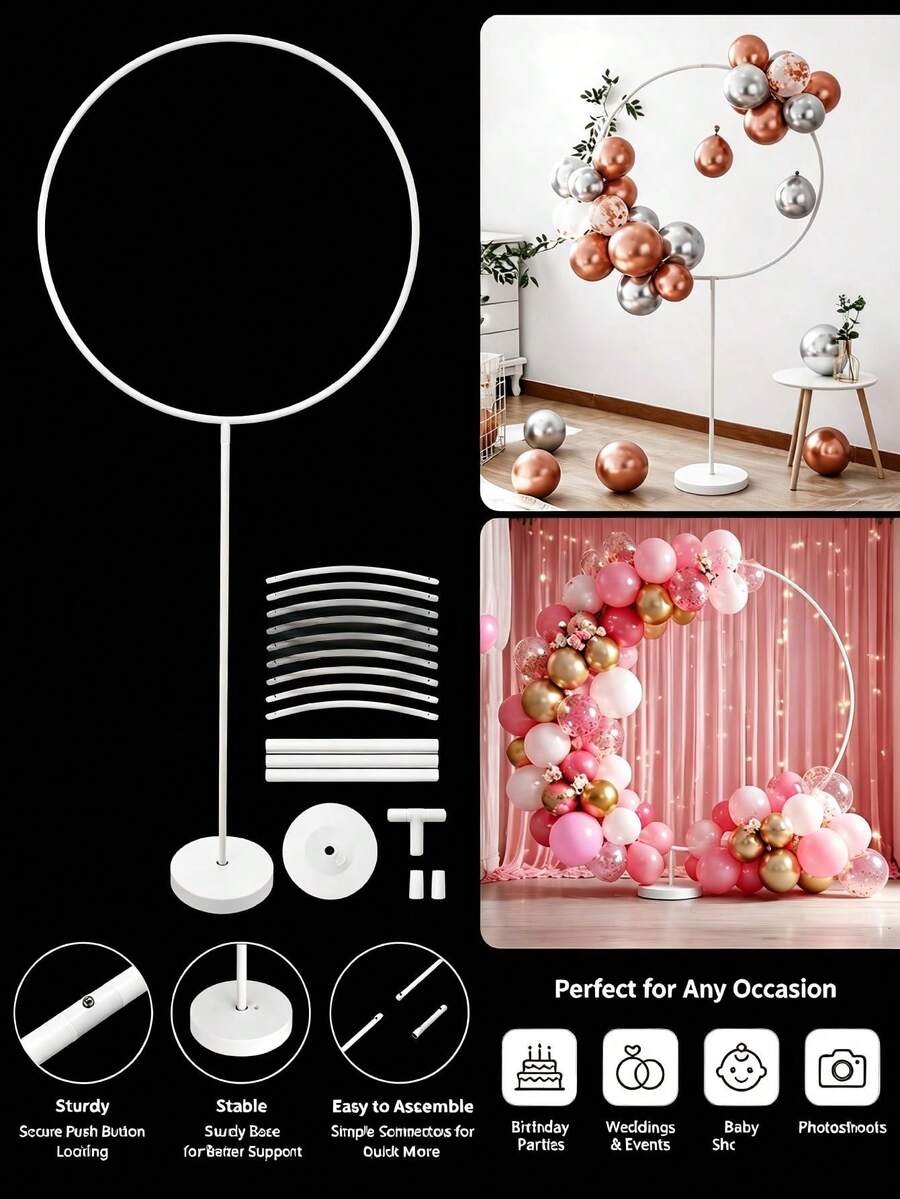 1 Set Kit de Soporte para Globos 3D Redondo, Incluye Base Adhesiva y Accesorios para Globos, Adecuado para Componentes de Soporte de Globos Estables en Escritorio, Perfecto para Decoración de Fiesta de Cumpleaños, Palos y Copas para Globos Fáciles de Ensamblar DIY, Estante de Exhibición Transparente
