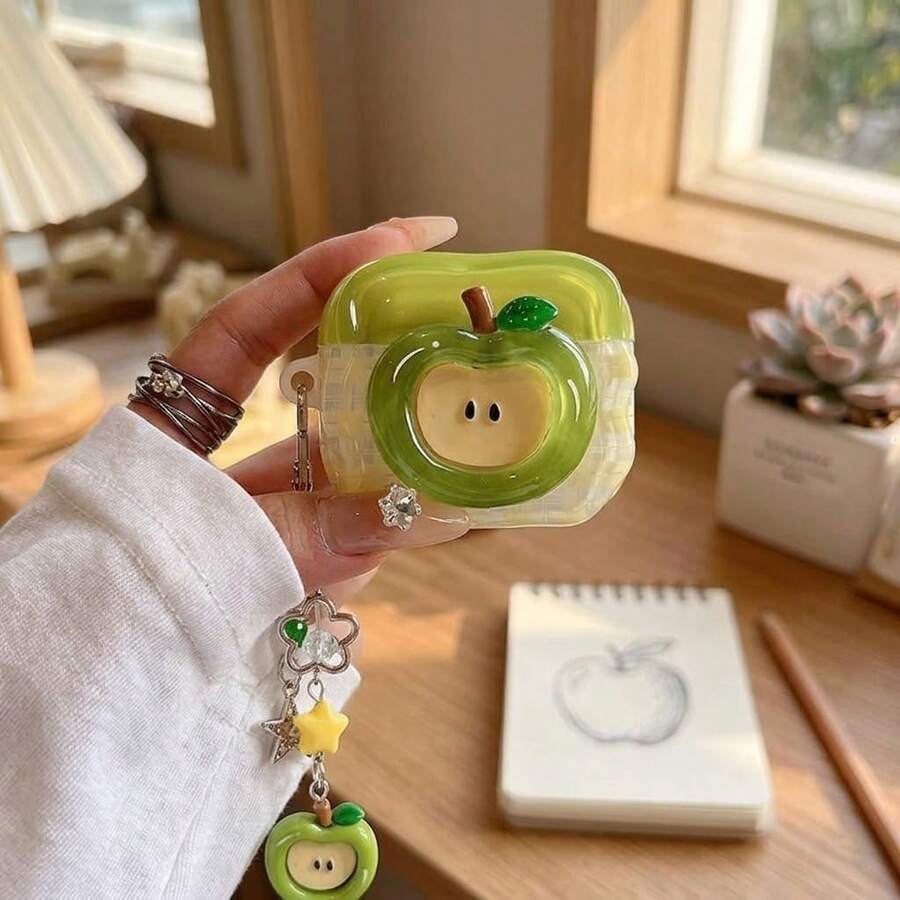 Green Apple Design Protective Case For Pro 2, 3, Pro Wireless Bluetooth Earphone Cover - Mint Green - View 1
