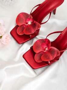 2pcs Detachable DIY Shoe Accessories Shoe Decorations White Light Purple Light Pink Pink Green Gold Iris Flower Shaped Fashionable Elegant Shoe Accessories Box Packaging Accessories Phone Accessories Black White Red High Heels Sandals Shoes Women's Shoes Decorations Bridal Shoes Wedding Shoes Date Shoes Travel Vacation Shoes Banquet Shoes Decorations (Shoes Not Included) - Red - View 3