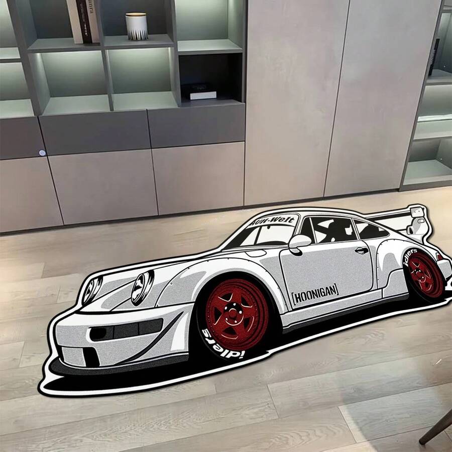 1 pieza Alfombra decorativa de coche de carreras, Alfombra decorativa de diseño genial, Alfombra de moda creativa versátil, Adecuada para dormitorio, sala de estar, decoración del hogar, Alfombra de sala de estar, Decoración de dormitorio, Alfombra pequeña, Alfombra de moda creativa, Alfombra de sala de estar, Alfombra pequeña de sala de estar, Alfombra de dormitorio, Alfombra de exterior, Alfombra lavable