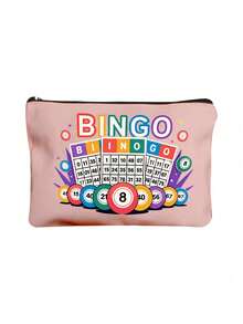 "Bingo"字母印花旅行盥洗包，卡通趣味多功能帆布包，充電器收納包，旅行必備化妝包：女孩旅行生存包，男女通用拉鍊包，化妝品、彩妝與旅行必備輕便收納包，適合青少年的完美禮物，生日與旅行配件，節日禮物，母親節禮物 - 彩色 - 查看 13