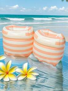 2pcs Inflatable PVC Arm Floats, Striped Swimming Pool Rings, Suitable For Adults Men And Women, For Water Sports Learning, Swimming Training, Summer Beach Party - Multicolor - View 7