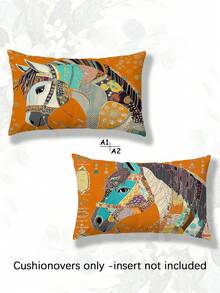 2 buah, Sarung Bantal Motif Balap Kuda yang Modis & Nyaman, Resleting Tersembunyi, Tanpa Isi, Cocok untuk Dekorasi Rumah, Dekorasi Ruang Tamu, Sarung Bantal, Sarung Bantalan, Bantal Dekoratif Sofa, Sarung Tikar, Bantal Lembut. - MultiWarna - View 9