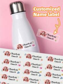 3-240pcs Personalized Photo & Name Stickers, Customized Back To School Labels For Backpacks And Water Bottles - Multicolor - View 3