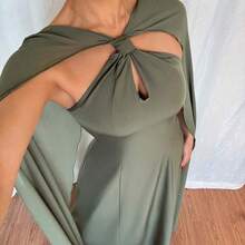 guangzhougaolangshangmao  Vestido verde para mujer, ropa de resort elegante para primavera/verano, vestido formal con capa elegante para mujer, vestido de estilo capa para mujer - Azul - Ver 6