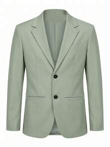 Men's Fashion Casual Solid Color Blazer, Suitable For Daily Outings, Casual Commuting, Business Spring And Summer Wear - Green - View 6