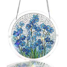 Acrylic Puzzles Suncatcher Window Hanging, 83 Pieces 7.4 Inch Sun Catcher Acrylic Puzzles Garden Decoration For Women Men Mom Birthday Gift Home Decor (Dawn Flower) - Azure Bloom Whisper - 查看 8
