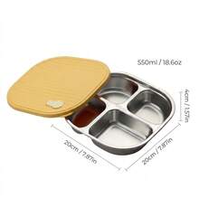 Compartment Square Dinner Plate With Lid, Stackable 304 Stainless Steel Food Containers, Reusable Tableware, Food Tray, Suitable For Student & Adult, Use In Home, School, Office, Restaurant, Canteen, Dishwasher & Microwave Allowable - Multicolor - View 19