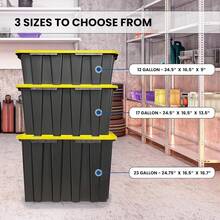 Set Of 8 12 Gallon Black Plastic Storage Bins Tote Boxes With Snap Lids Durable - Color default - View 7