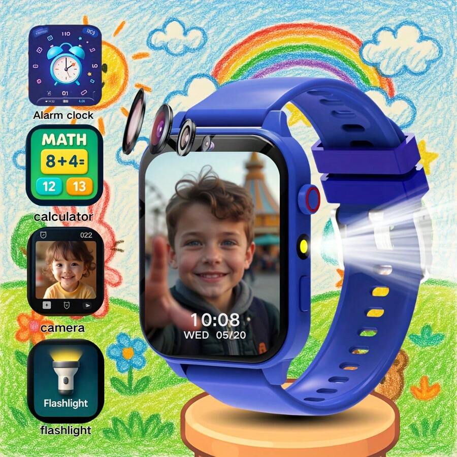 Reloj de juego inteligente para niños con cámara, álbum de fotos, grabadora de video, juegos, calculadora, calendario, luz LED, ¡regalo perfecto para niños en vacaciones! - Multicolor - Ver 1