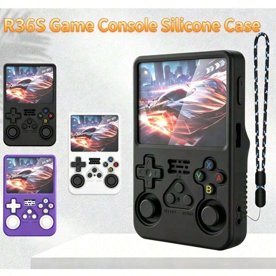 Protective Case, R36S Handheld Console Silicone Protective Case, Anti-Slip Shockproof Soft Cover With Lanyard Hole, Anti-Fingerprint Dustproof Scratch Resistant Full Protection Skin, Multi Colors Available