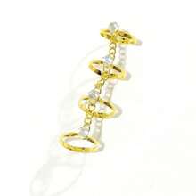 1 pieza Nuevo anillo multicapa, diseño minimalista delicado, anillo de dedo de moda con cristal de strass versátil para mujeres - Dorado - Ver 2