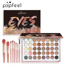 POPFEEL 眼影彩妝套組 - 40色中性眼影盤（霧面 & 閃亮）附8件組彩妝刷，高顯色不褪色易暈染眼部化妝品，適合女性女孩，完美適用春夏，Y2K時尚風格，生日、母親節禮物、電音節慶派對首選最佳配色 - 棕色 - 查看 1