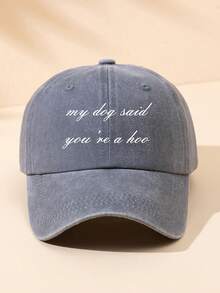 1pc Men's & Women's Spring/Summer/All-Season Sun Protection Black & Multi-Color "My Dog Said" Print Outdoor Casual Fashion Adjustable Size Washed Baseball Cap Dad Hat, Versatile Minimalist Style For Daily Wear, Fishing, Gift - A - View 14