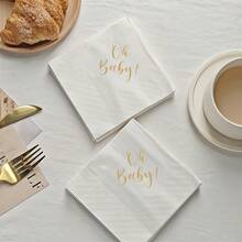 100pcs/Bag Baby Shower Happy Birthday Tabletop Decoration Disposable Napkins Suitable For Baby Shower, Gender Reveal Party, Birthday Party, Baby Gift Party - View 4