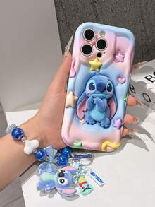 Disney Has Authorized, Phone Case - Chain Set, The Stitch Lilo & Stitch 3D Phone Case Plus A Silicone 3D Stitch Bracelet With Metallic Ring Removable Bracelet, Stitch And Angel Pattern, Compatible With Iphone17/16/15/14/13/12/11/XS/XR/X Plus Pro Max, A Stylish Cartoon Phone Case, The Perfect Gift Choice, Phone Protection, Durable Phone Cover, Great Gift For Friends And Family. - trắng - Xem 6