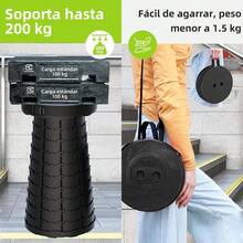 Taburete plegable extensible para exteriores, taburete plegable de viaje, taburete portátil para cambiarse de zapatos, taburete de camping de mano, taburete extensible arcoíris - Negro - Ver 4