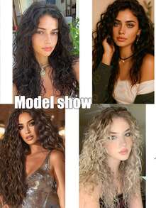Synthetic Clip-In Hair Extensions 6pcs/Set 24 Inch Long Corn Wave Style Clip-In Hair Pieces For Women And Girls Daily And Party Use, Halloween - Multicolor - View 7