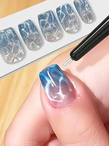 Conjunto de Ferramentas Magnéticas para Nail Art Olho de Gato: Ímãs de Contas Redondas + Haste Magnética, Contas Magnéticas Redondas para Unhas de 5MM Flor de Gelo Ondas de Água Ímã para Unhas Profissional DIY Design de Nail Art Efeito Brilhante Acessórios, Suprimentos para Salão de Unhas - Multicolorido - Visão 3