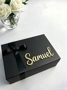 Personalized Gift Box With Lid, Magnetic Decorative Box With Custom Name - Ribbon Closure - Sturdy Cardboard Gift Box For Bridesmaids, Groomsmen, And Wedding Party - Bridesmaid Gift Box, Magnetic Lid Storage Box, Suitable For Wedding Celebrations - Multicolor - View 4