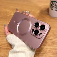 1 Piece Magnetic Phone Case, Magnetic Induction Slim Phone Case, Compatible With IPhone 15/15Pro/15Plus/15ProMax - Pink - View 2