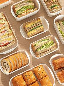 5/10 piezas Caja de pan, Caja bento, Caja de almuerzo portátil, Caja de frutas y aperitivos, Contenedores de almacenamiento de alimentos de plástico reutilizables con tapas - Juego de contenedores de almacenamiento de alimentos para refrigerador, organizador de refrigerador, microondas & congelador. - Ver 2