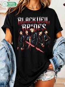 Retro Black Veils Brides Sweatshirt, BVB Band T-Shirt, Metal Music Merchandise, Unisex Rocker Top, 2026 TEE Graphic T-Shirt - 黑色 - 查看 1