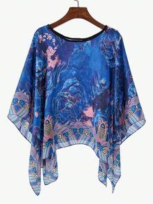 1 pieza Chal corto de seda sintética con estampado retro elegante de paisaje para mujer, versátil para viajes y protección solar casual en primavera/verano - Multicolor - Ver 7