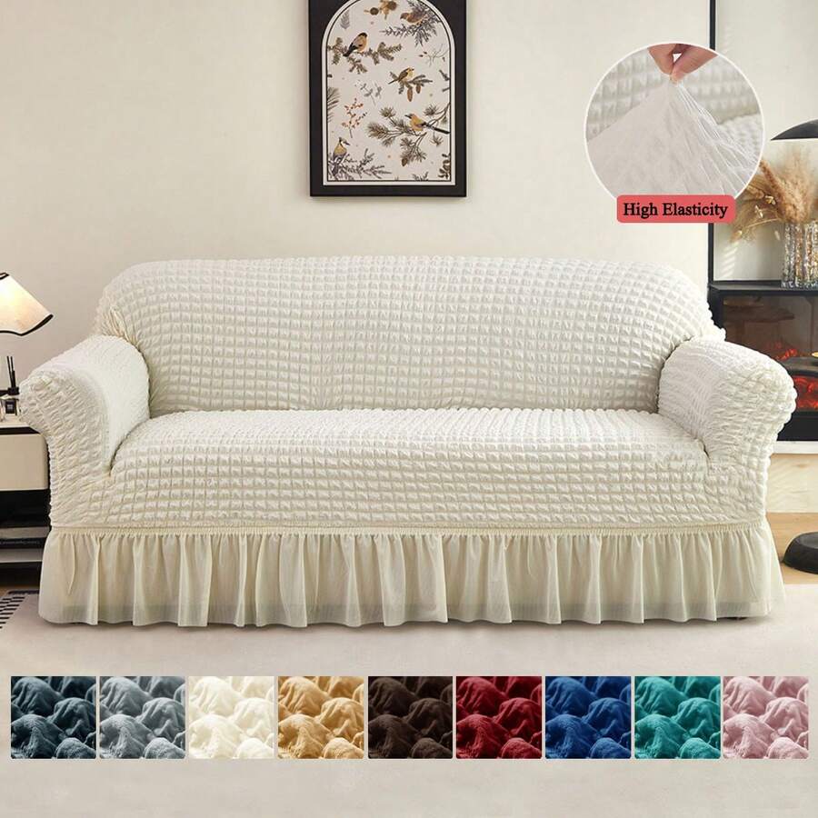 XM-Mirelitho 1 Piece  Sofa Cover Elastic Living Room Sofa Cover Pet Anti-Dirty Universal Sofa Protector Home Decoration Sofa Cushion Cover - 白色-2 - 查看 1