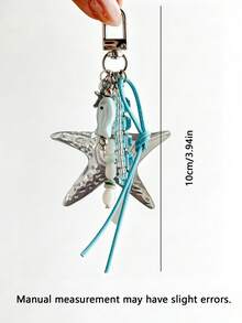 Coastal Denim Girl Starfish Bag Charm - Silver Starfish & Blue Bead Keychain, Ocean Theme Handbag Pendant, Summer Y2K Independent Nautical Accessory For Women, Silver Spiral Starfish Bag Charm, Blue Crystal & Fish-Shaped Bead Handbag Pendant, Bohemian Style Backpack Charm, Suitable For Vacation & Daily Use, Travel, Holiday, Teacher's Day, Birthday And Back To School Gifts - Multicolor - View 11