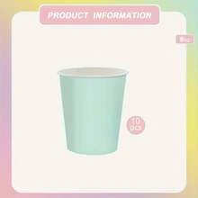10/20/40pcs Macaron Color Palette Rainbow Solid Color 9oz Disposable Paper Cups, Soft Pink, Lavender Purple, Mint Green, Yellow Drinking Cups, Suitable For Baptism, Gender Reveal And Newborn Welcome Party Table Decor - View 15