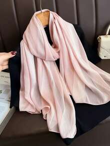 1pc Solid Color Shiny Silk Geometric Pattern Breathable Sun Protection Shawl Scarf - Multicolor - View 7