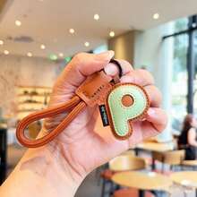 26 Letter Options Keychain - Letter Accessories Designed For English Names, Backpack Charm Accessories, Student Decoration, Portable Cute PU Leather Keychain, Suitable As Valentine's Day Gift Or Unisex Keychain Accessory - Letter - View 16
