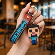 MINISO Minecraft 經典像素英雄鑰匙圈，電玩人物吊飾，復古遊戲機風格包包掛飾，Pixelcore 日常攜帶配件，街頭風後背包裝飾，桌面佈置點綴，旅行鑰匙環飾品 - 樣式 1 - 查看 1
