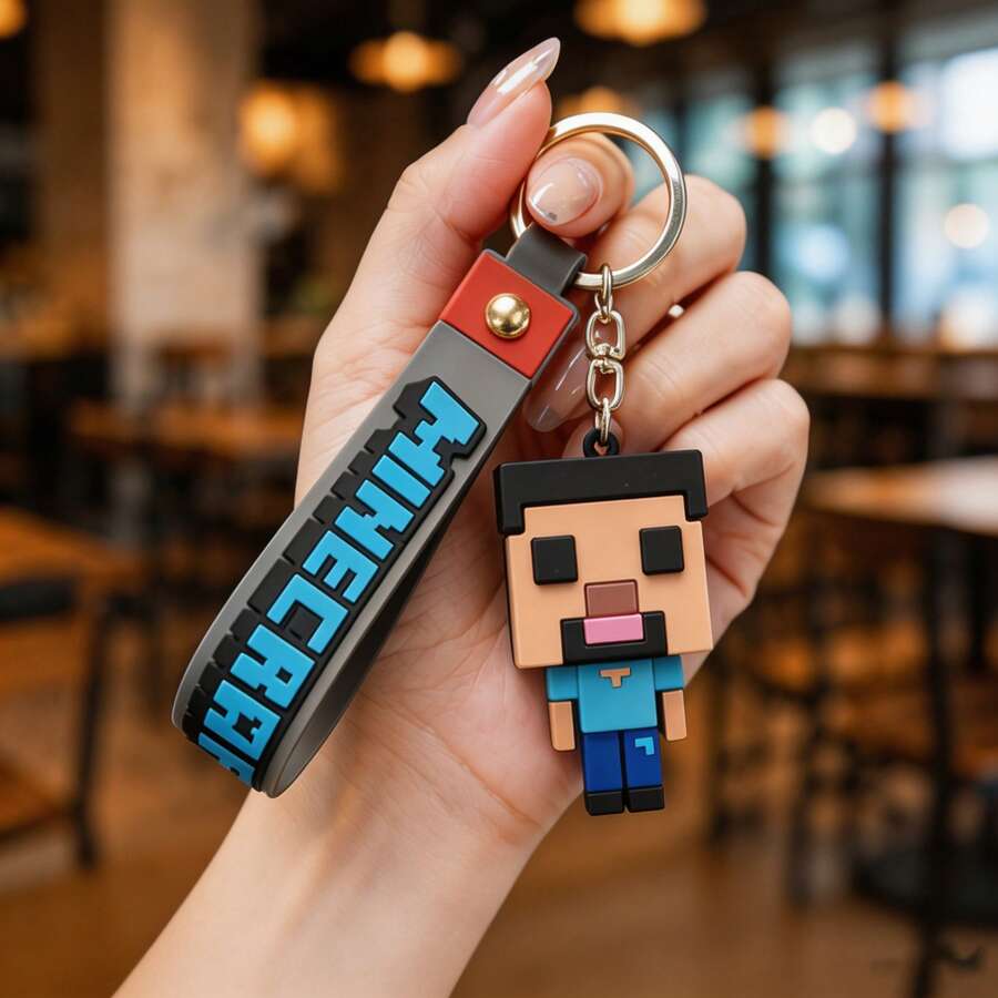 MINISO Minecraft 經典像素英雄鑰匙圈,電玩人物吊飾,復古遊戲機風格包包掛飾,Pixelcore 日常攜帶配件,街頭風後背包裝飾,桌面佈置點綴,旅行鑰匙環飾品 - 樣式 1 - 查看 1