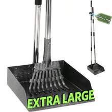 T2Y Recogedor De Excrementos para Perros con Mango Extralargo Rastrillo Ajustable De Acero Inoxidable Y Bandeja Extragrande Antioxidante Y Duradero Ideal para Patios Céspedes Y Campos Nevados. - como en la imagen - Ver 2